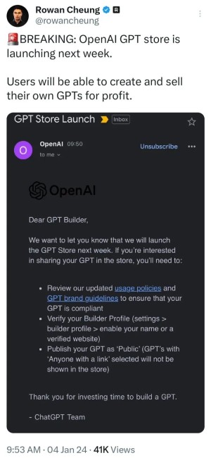 OpenAI的GPT商店下周上线!开发者高喊App Store时刻到来,AI应用真要大爆发了?