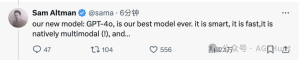 OpenAI 官方账号发布全新模型:GPT-4o