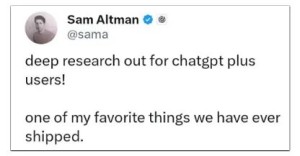 ChatGPT的Deep Research深度研究2月26日起对plus用户开放,使用额度为10次/月
