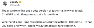 OpenAI推出「Tasks」功能,赋予ChatGPT全新执行力